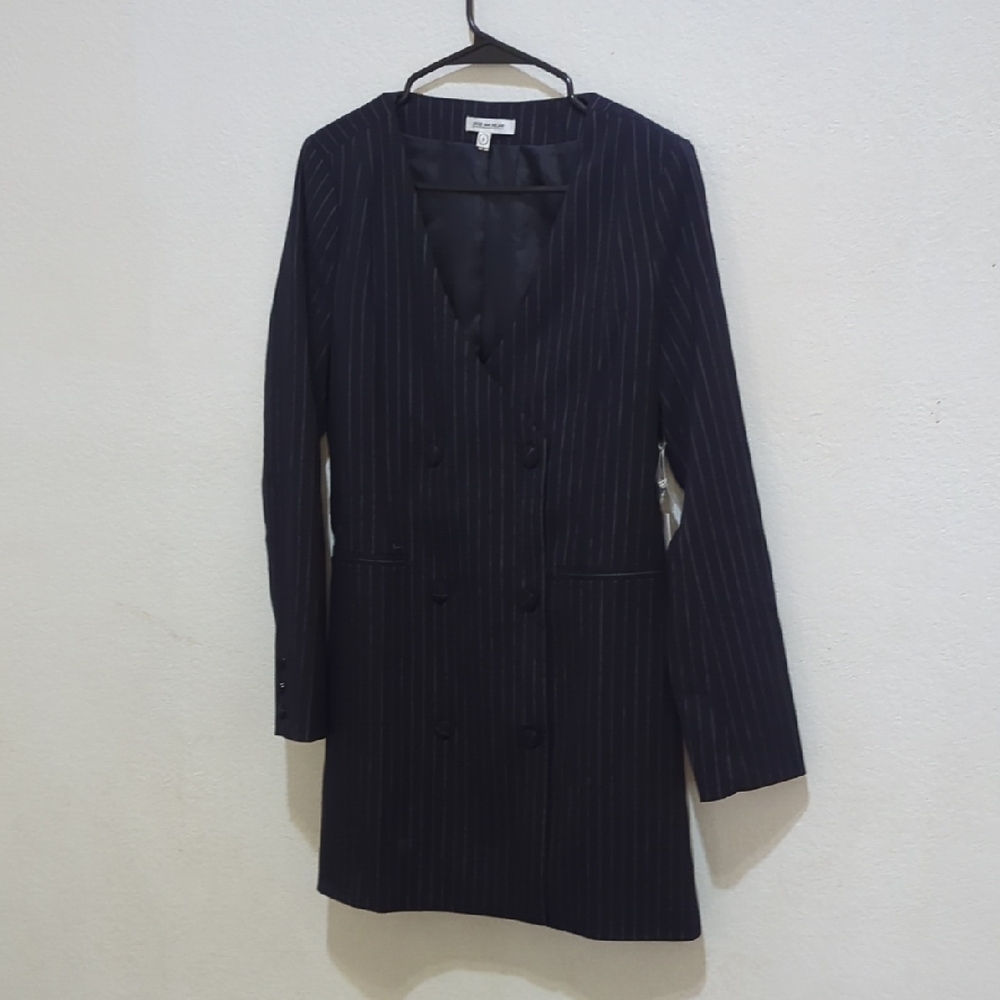 Good American Navy Pinstripe Blazer